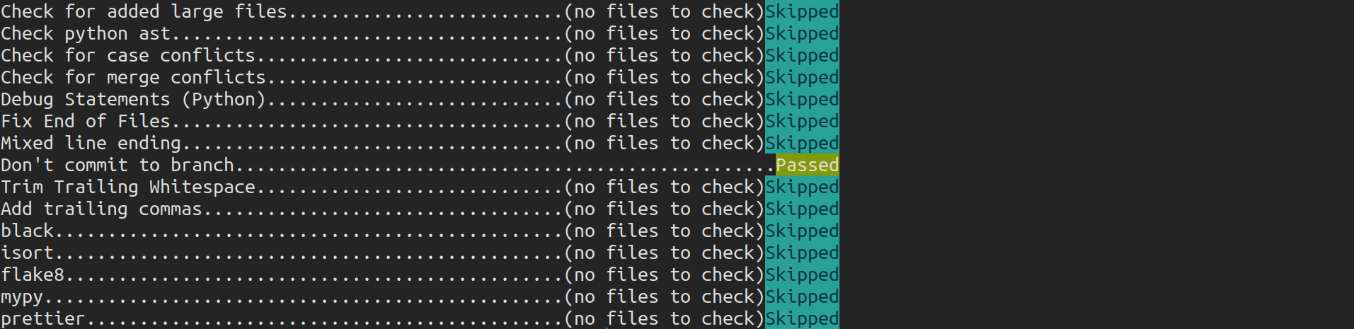 Pre-commit run files output